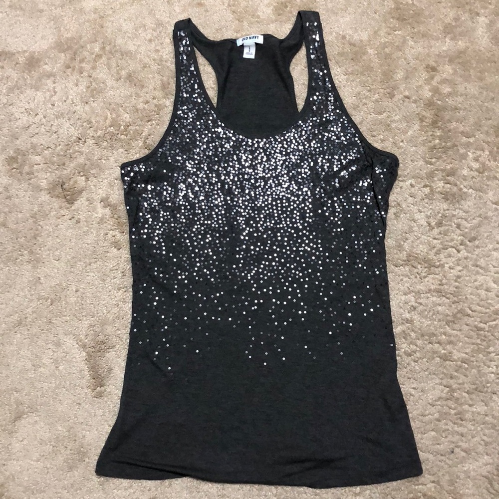 Old Navy Grey Sequined Tank Size: Large
